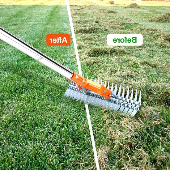 Krachtige 15 Inch Grasmaaier Hark met Handschoenen, 162cm Veelzijdige Riek voor Verdord Gras, Tuinonderhoud en Grondreiniging — afbeelding 5