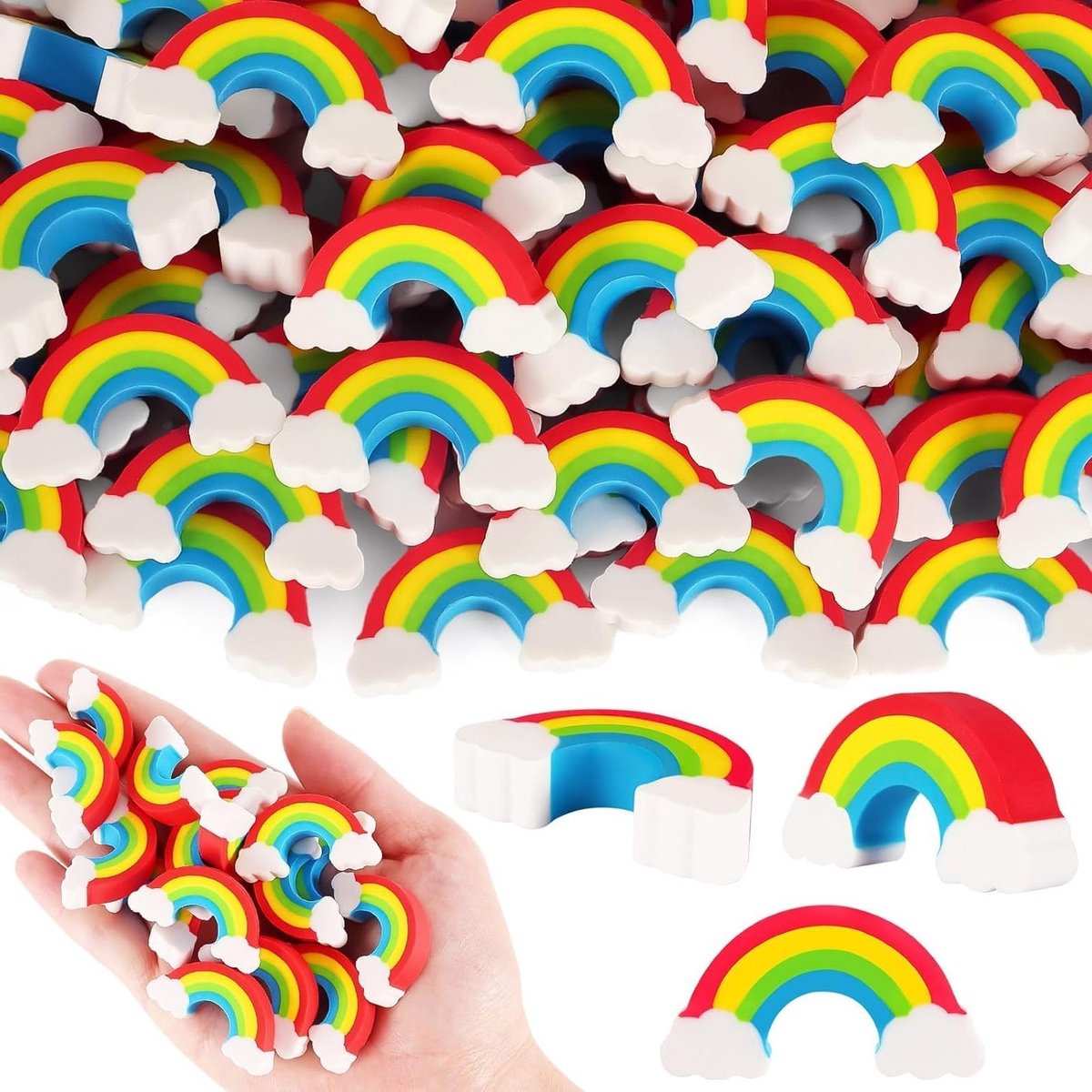 Kleurige Regenboog Gum Set van 26 Stuks voor Kinderen, Scholen en Creatieve Projecten