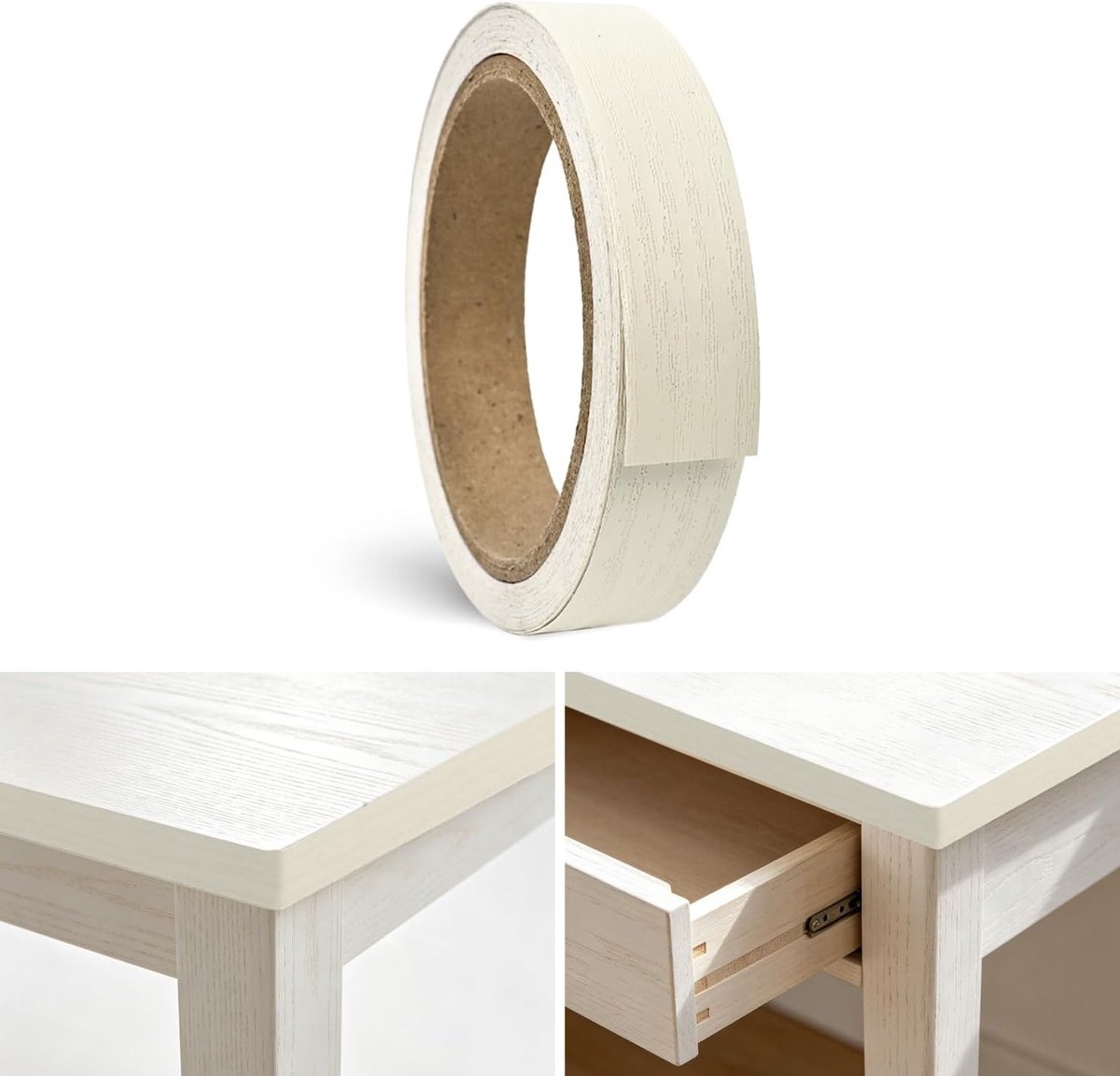 Zelfklevende Randaandichtingstape 20mm x 10m voor Houtfineer, Meubels, Kasten en Werkbladen in Bleekhout kleur