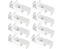 Set van 8 Plissé Klemsteunen voor Raamdecoratie, Verstelbare Bevestiging voor Rolgordijnen en Plissé Gordijnen, Wit, 20 mm Instelbereik