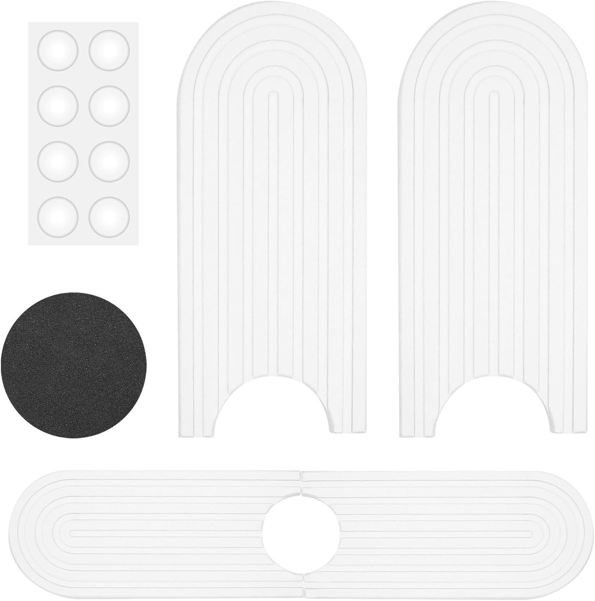 Water Tap Splash Guard en Drainage Mat voor Keuken en Badkamer - 45x10x1cm, Wit, Antislip, Waterdicht
