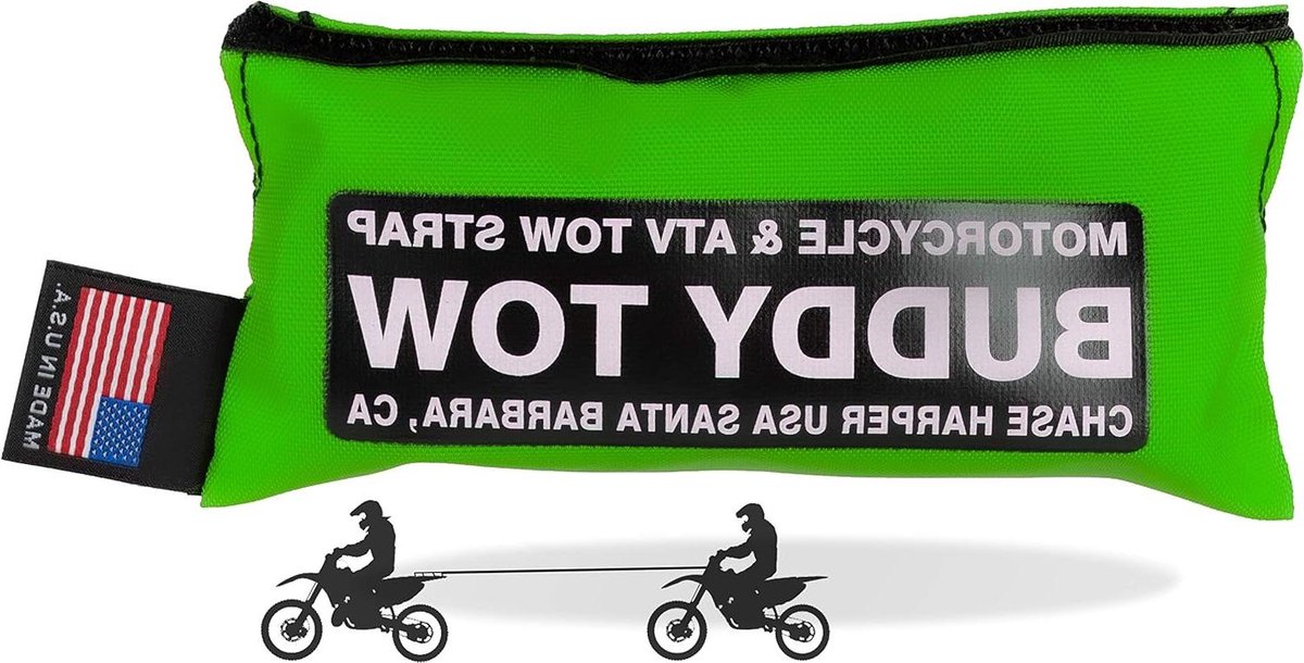 Sleepriem Nylon - Touw Singelband - Motorfiets Slepen - Militaire Specificatie Nylon - 3.6 Meter - Lime Groen