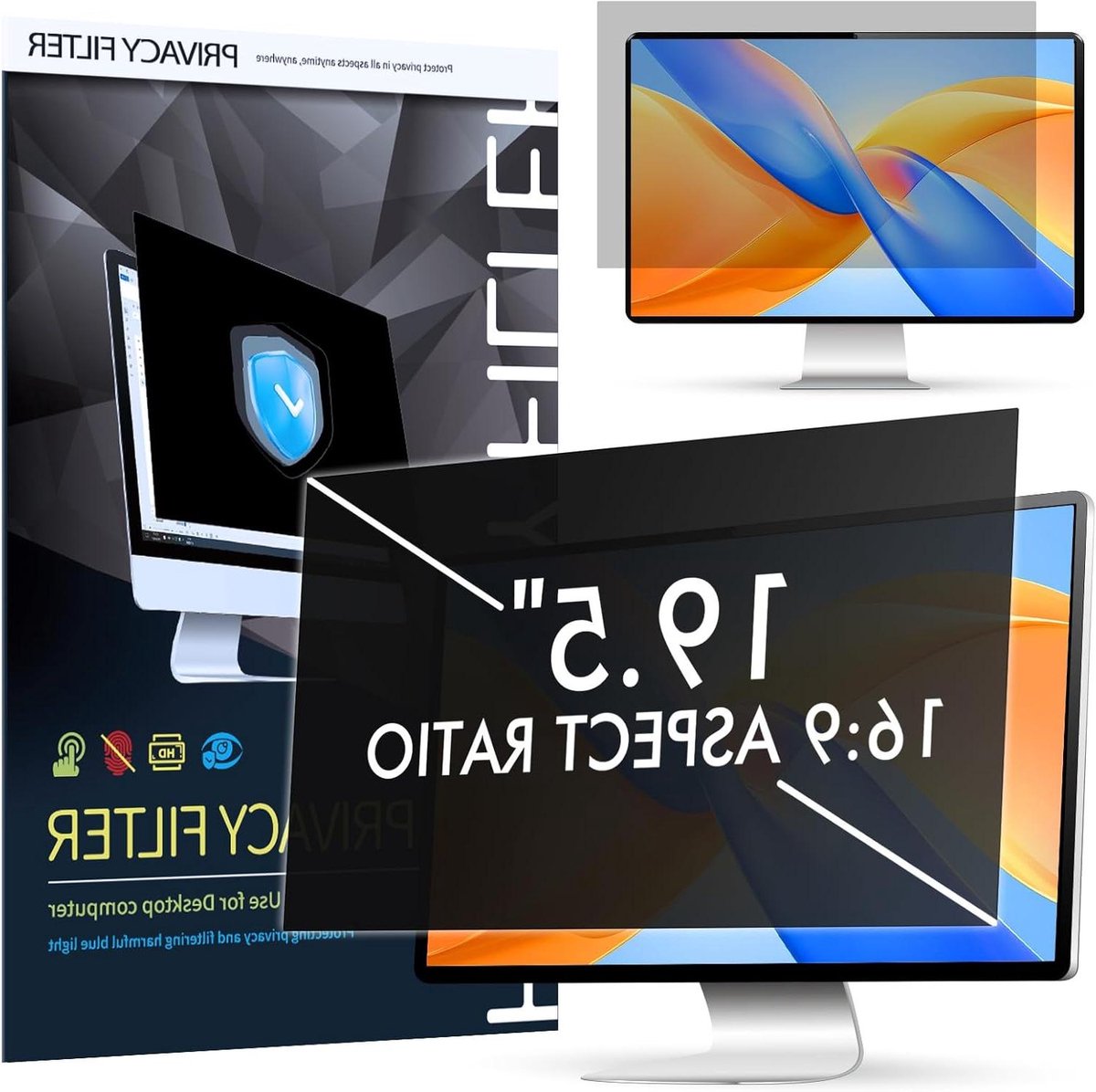Computerscherm Privacyscherm - Schermfilter Monitor - Privacy Beschermen - Anti Blauw Licht - 195 inch - Transparant