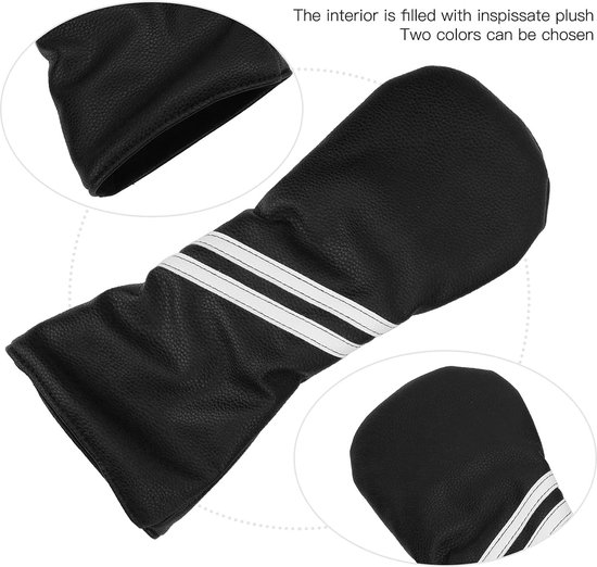 Golfhouten Headcover Set - Golf Club Covers - Golfclub Bescherming - Waterdicht PU Materiaal - Set van 3 - Zwart — afbeelding 5