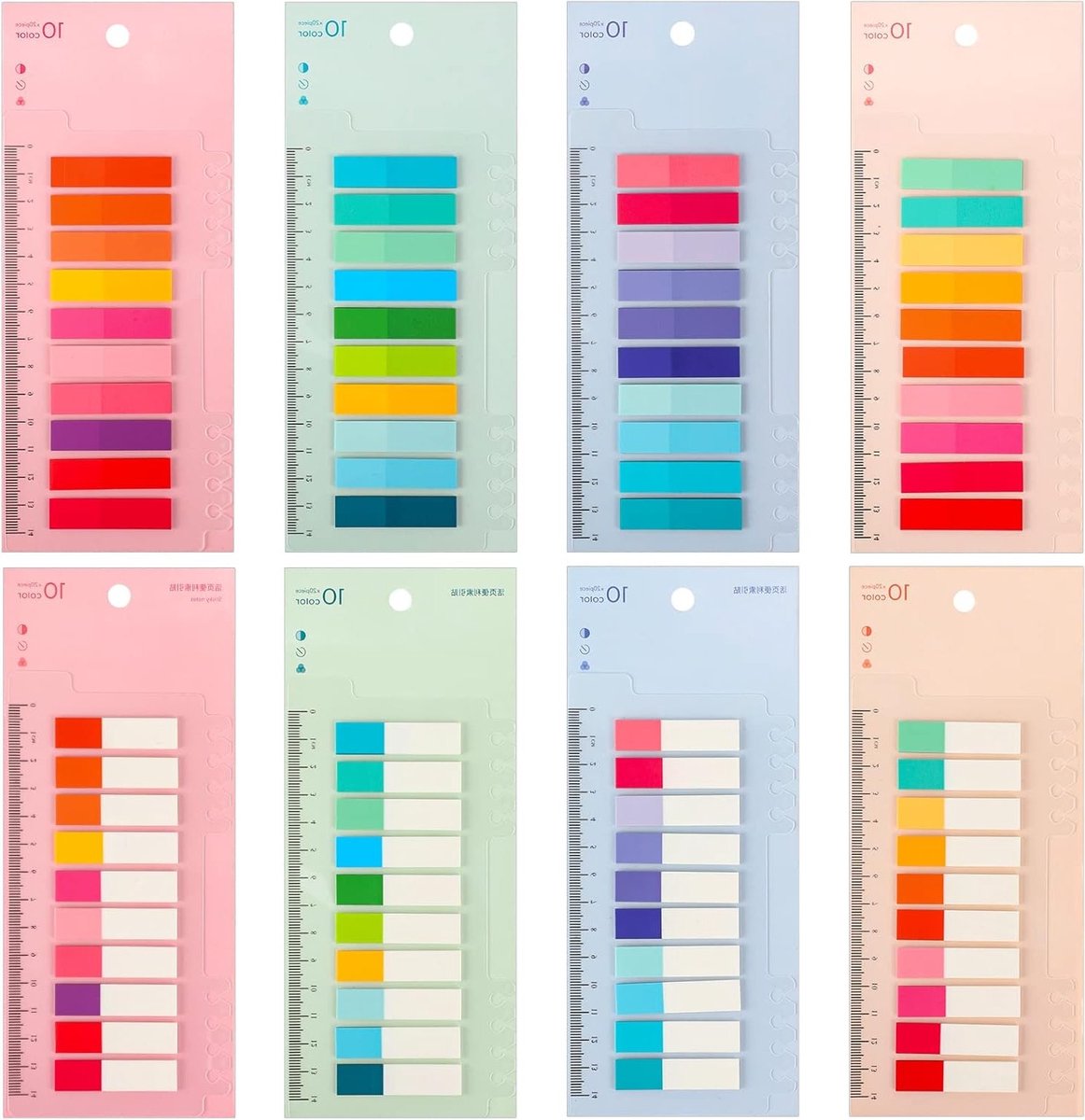 Set van 1600 Plaknotities in Pasteltinten met Liniaal voor Kantoor, School en Markeren van Pagina's