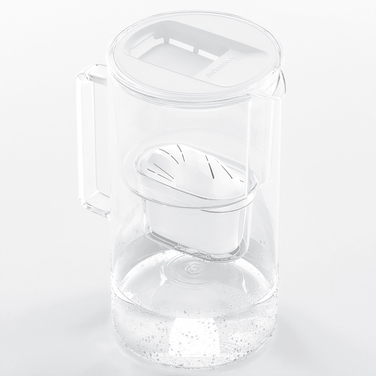 Glazen 2,5L waterfilterkan karaf compatibel met Brita MAXTRA+ waterfilter patronen - incl. 1 filterpatroon - Waterkan - Kleur Wit
