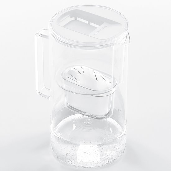 Foto: Glazen 2 5l waterfilterkan karaf compatibel met brita maxtra waterfilter patronen incl 1 filterpatroon waterkan kleur wit