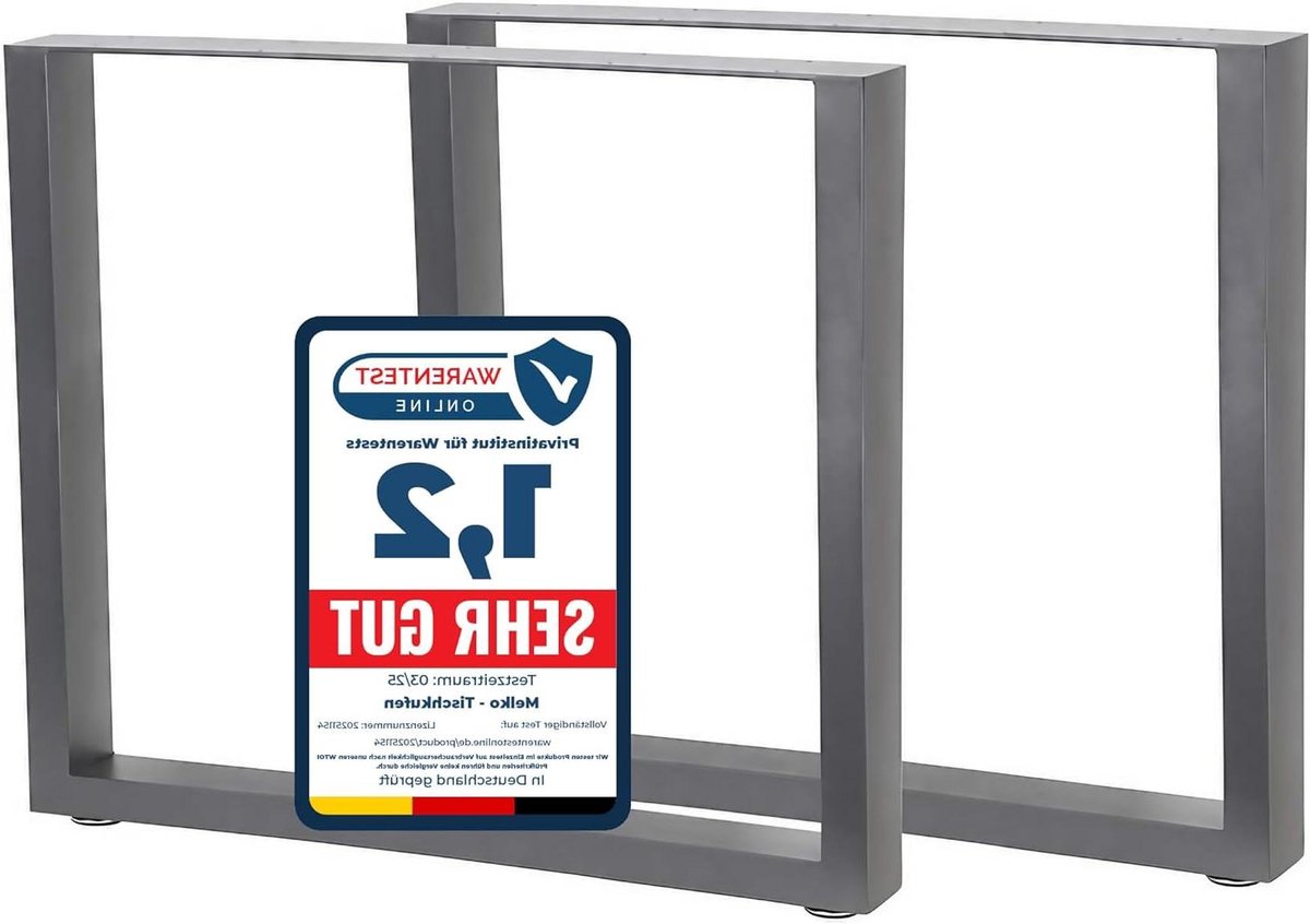 Tafelonderstel 2 stuks - Steunpoot meubel - Tafel maken - Industriële look - 80 x 72 cm - Grijs