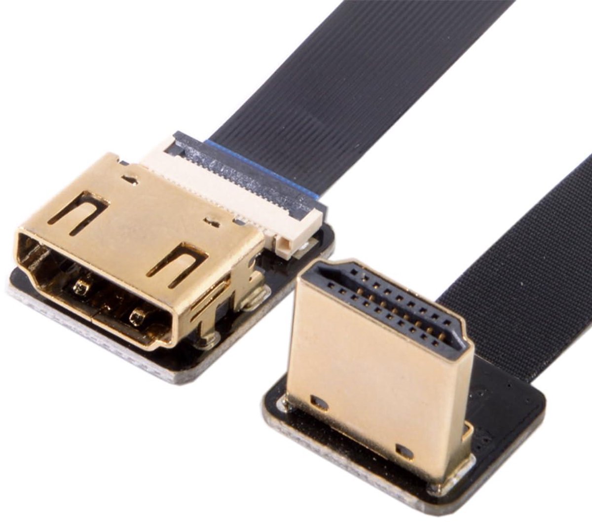 HDMI Verlengsnoer - Platte Kabel - Draadloze Camera Beelden - Ultra Flexibel FPC - 80 cm - Zwart
