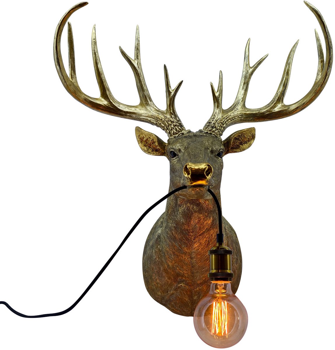 Foryouliving - Wandlamp - Hert - Goud - Decoratie - Lamp - Dierenlamp