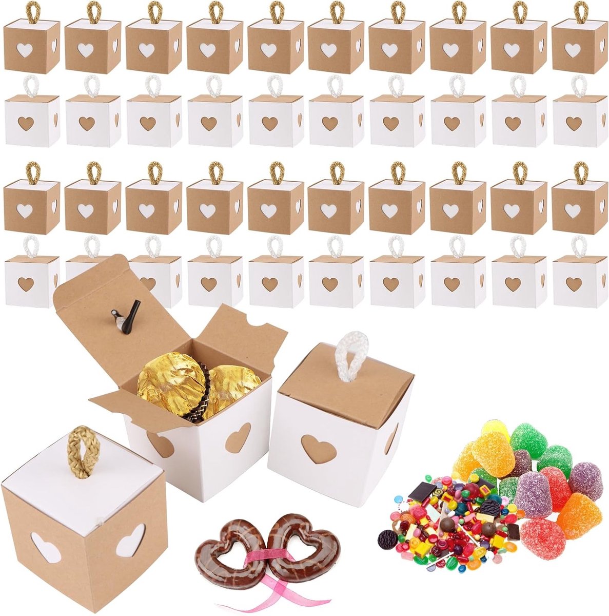 Set van 40 kleine cadeaudozen met deksels voor feestjes, geschenken en decoratie