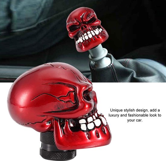 Schakelknop Schedel - Versnellingspook Hoofd - Auto Interieur Upgrade - Koud Gegoten Hars - 70mm Hoogte - Rood van Merkloos — afbeelding 5
