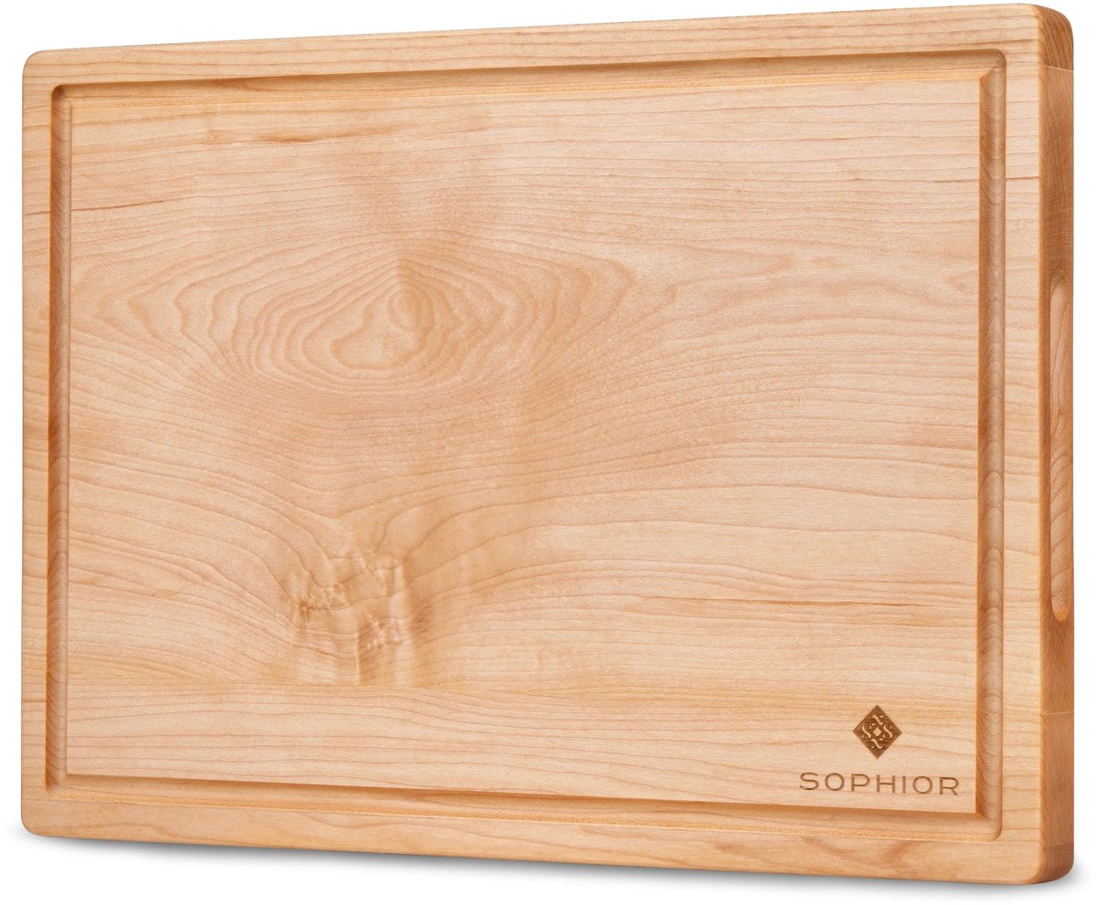 SOPHIOR – Esdoorn Houten Snijplank – 35x25x2,5 cm – Met Sapgeul en Handvaten
