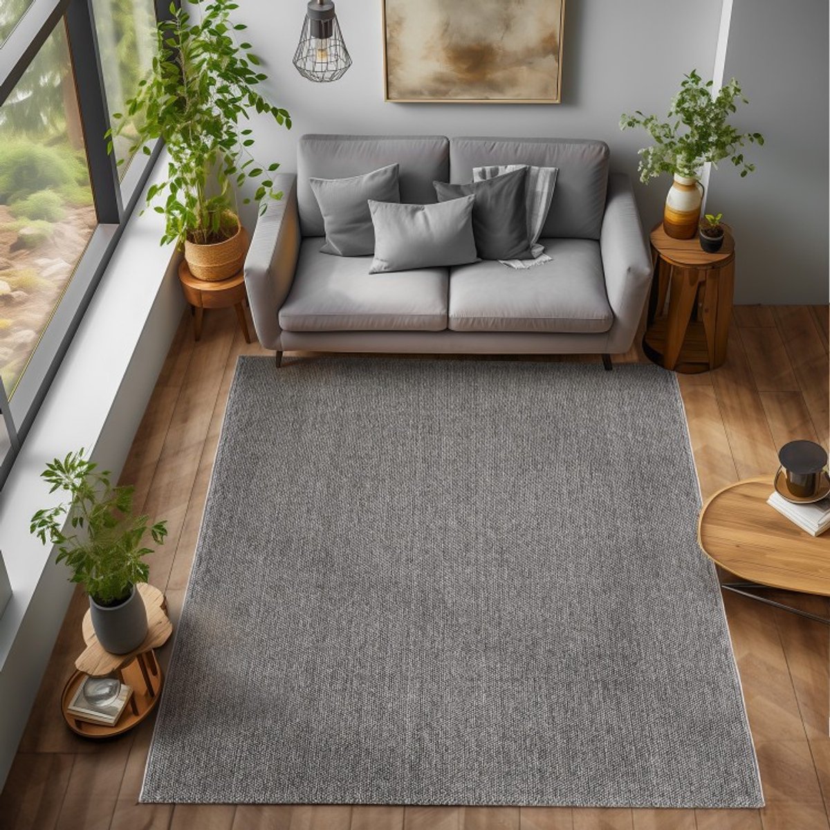 Binnenkleed, grijs, voor woonkamer en slaapkamer, duurzaam en slijtvast, modern design 280x370 cm