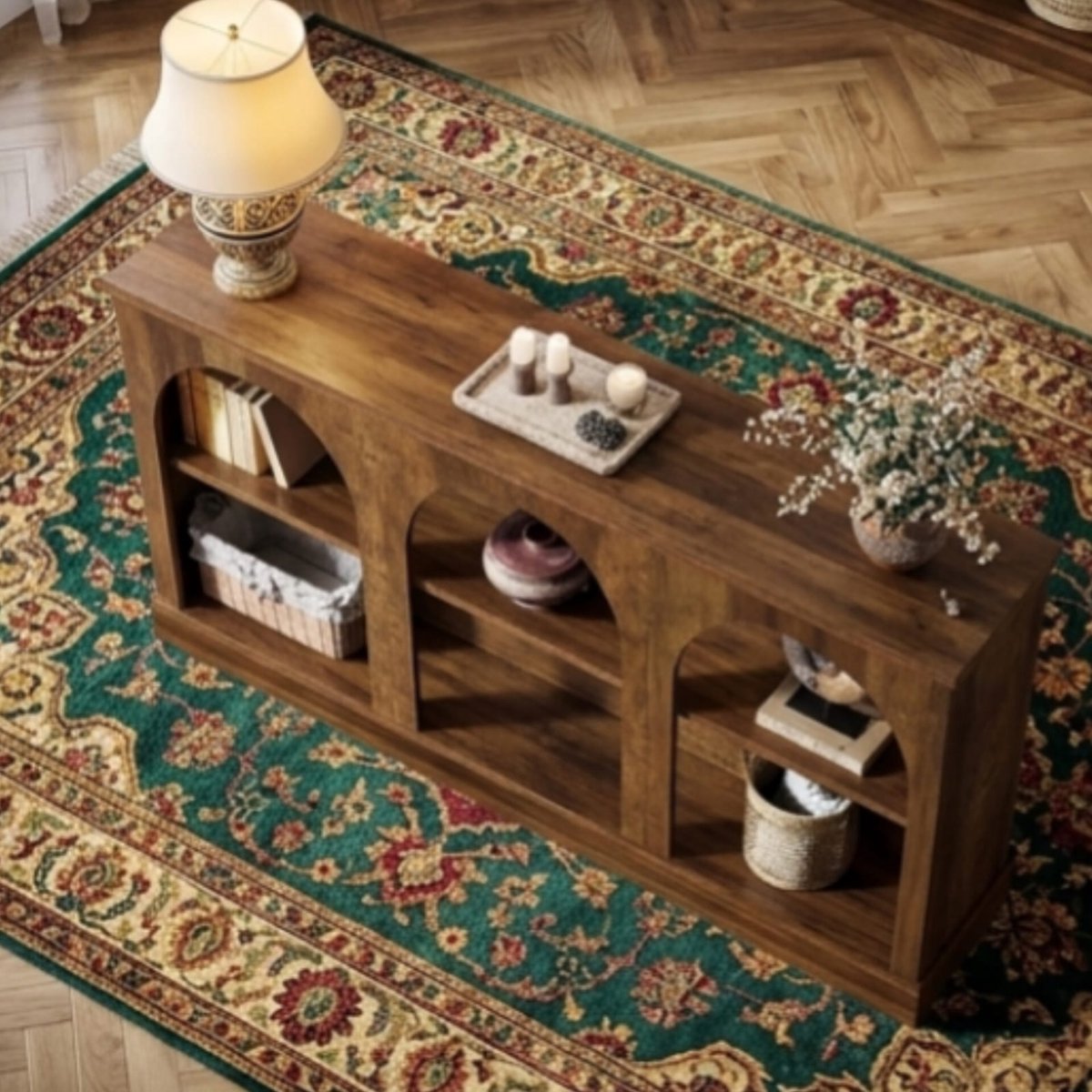 Consoletafel 160x30x80 cm met 3-Laags Opbergrek – Industriële Haltafel / Sidetable / Banktafel – Houten Rechthoekige Tafel voor Hal, Woonkamer en Entree – Rustiek Bruin – Urbanhome