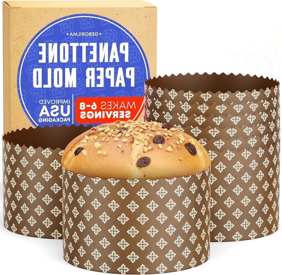 Panettone Papieren Molds - Paasbrood Vormen - Brood Bakken - Standaard Maat 15 oz - 9x13cm - Goud
