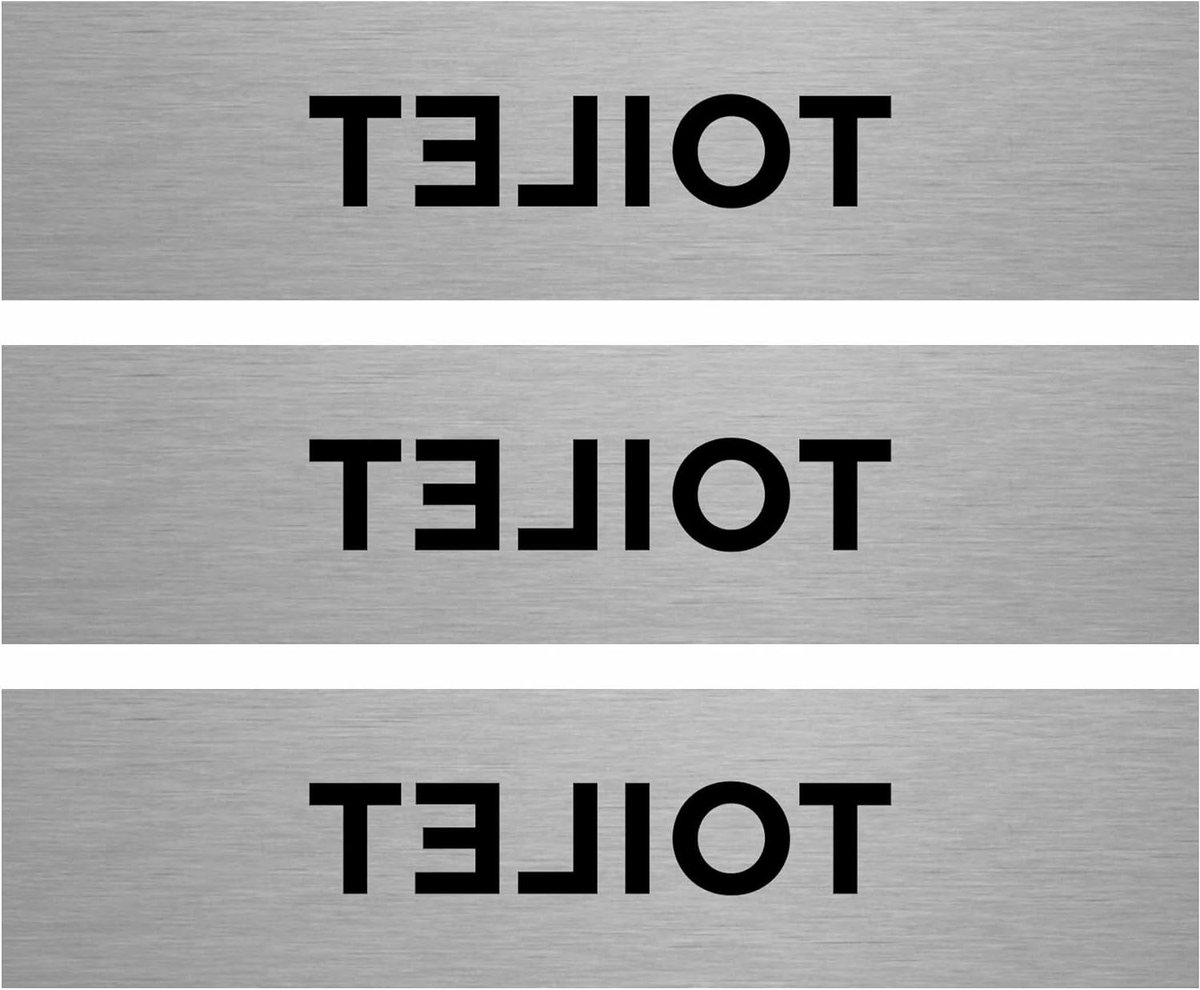 Toiletdeurbord Aluminium - Kantoorbord Deur - Locatie Aangeven - Zelfklevende Bevestiging - 200 x 50 mm - Zilver