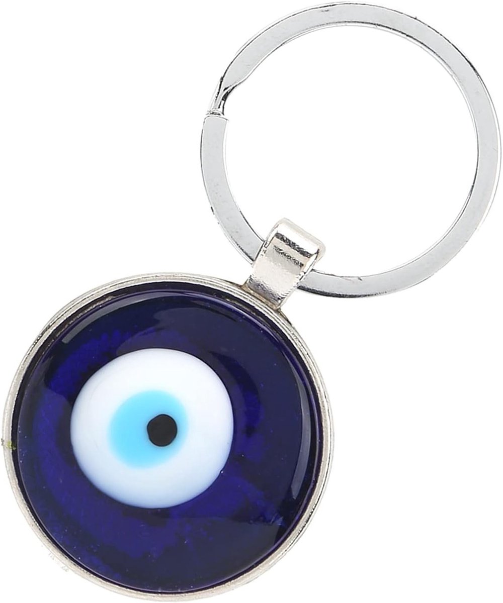 Blauwe Sleutelhanger met Boze Blik en Hamsa, Rond Parels Ornament voor Mannen en Vrouwen, Perfect als Cadeau en Tasdecoratie