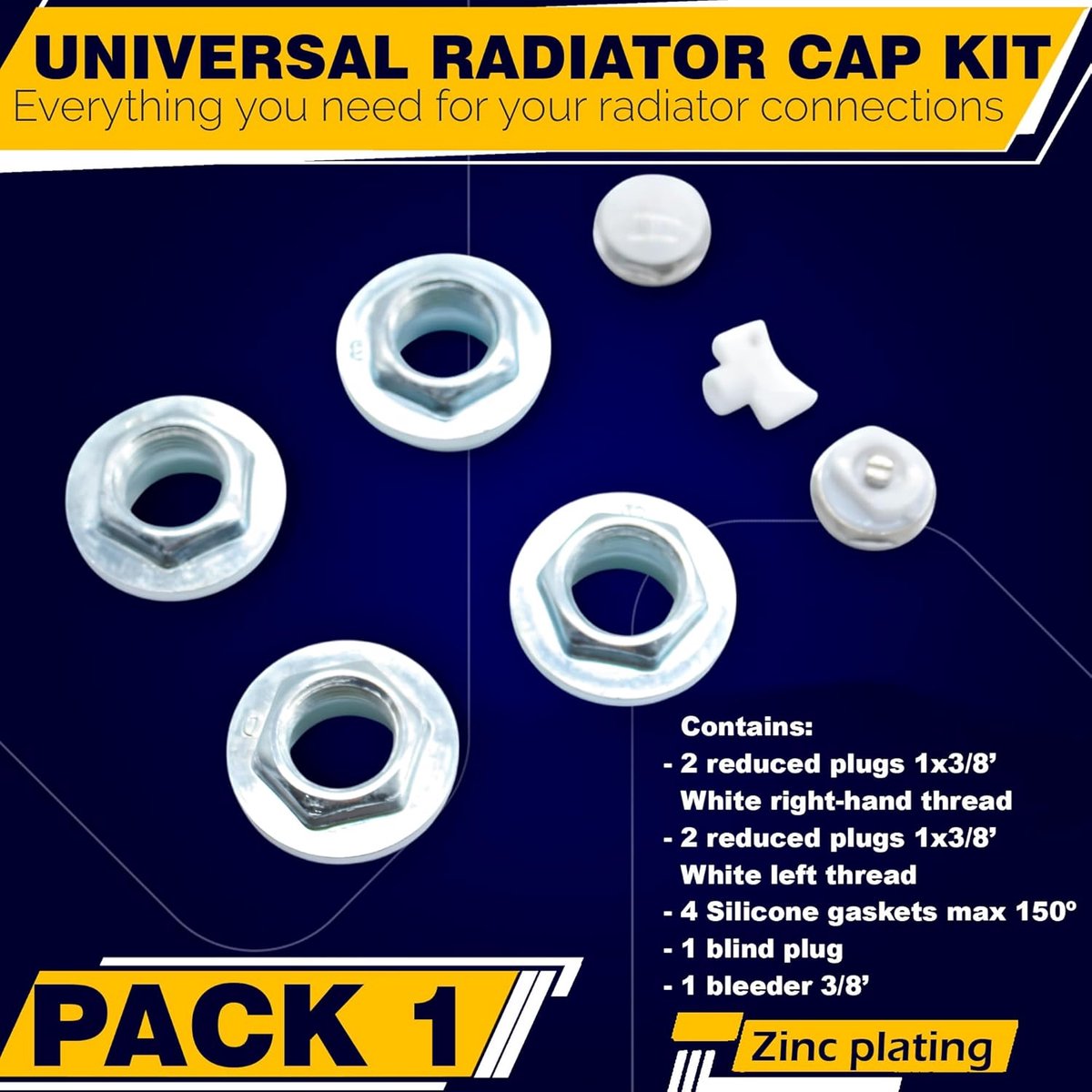 Radiatordoppen Set - Radiatoronderdelen - Verwarming Onderhoud - Universeel Ontwerp - 3/8 inch - Verzinkt