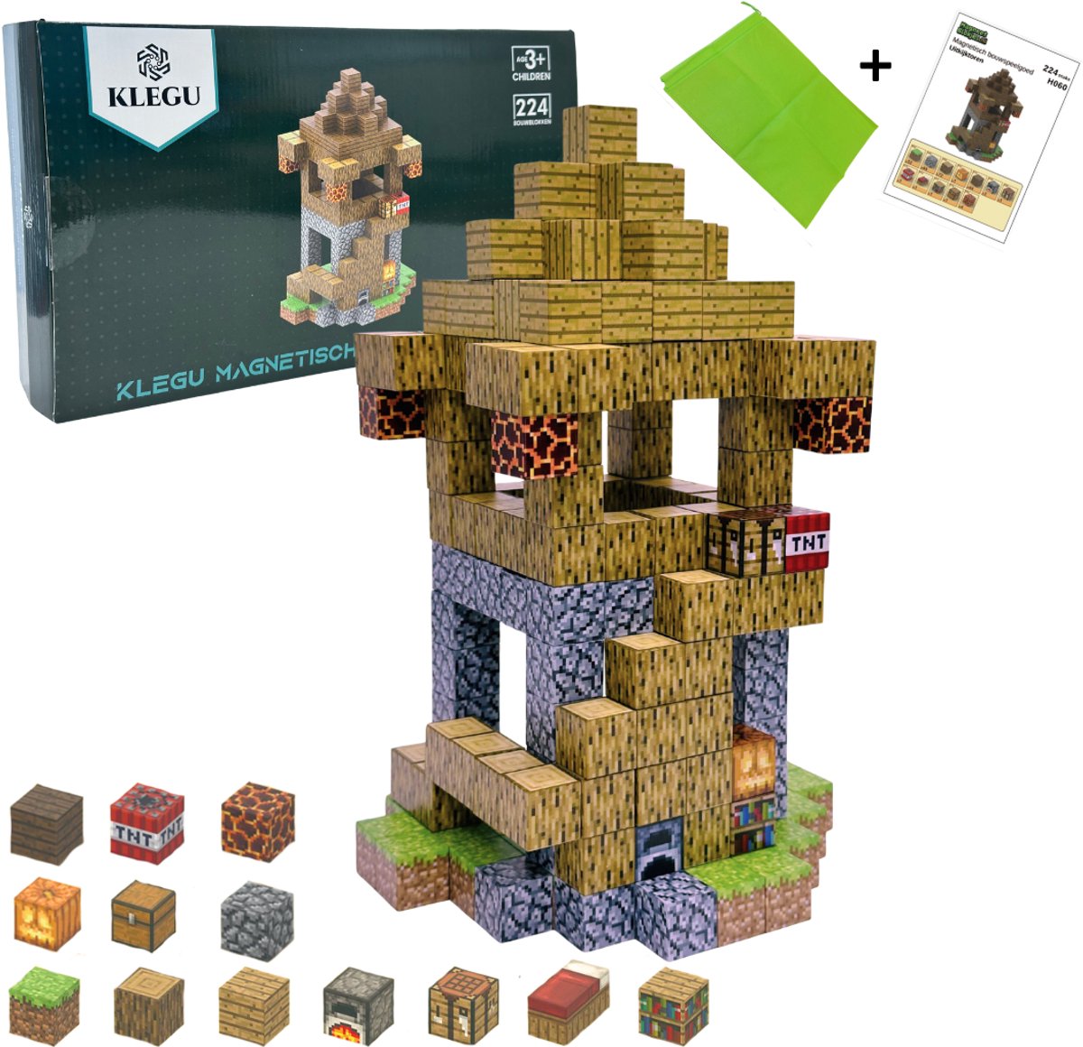 Magnetisch speelgoed – magnetisch bouwspeelgoed 224 stuks – magnetische bouwstenen - magnetische blokken – montessori speelgoed – magneten speelgoed - Uitkijktoren — cadeau in Spellen & Speelgoed - foto 2