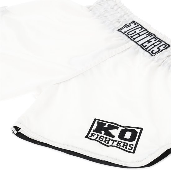 KO Fighters Classic Muay Thai Shorts Blanc - Short de kickboxing