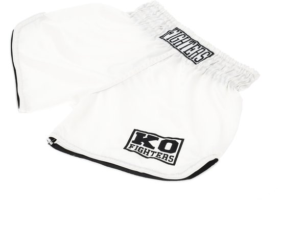KO Fighters Classic Muay Thai Shorts Blanc - Short de kickboxing