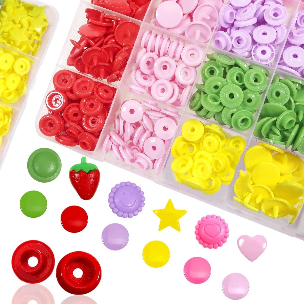 142 Sets Drukknopen van Plastic in Multicolor - 10mm tot 14mm voor Accessoires, Kleding en DIY Projecten