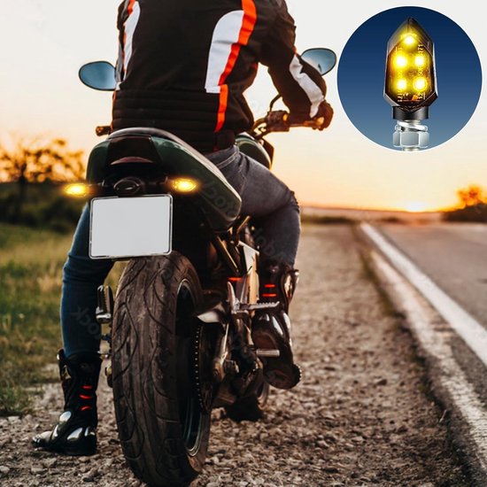 Motorfiets Knipperlichten - LED Indicatielampjes - Verkeersveiligheid Verbeteren - IP65 Waterdicht - 4 stuks - Amber — afbeelding 4