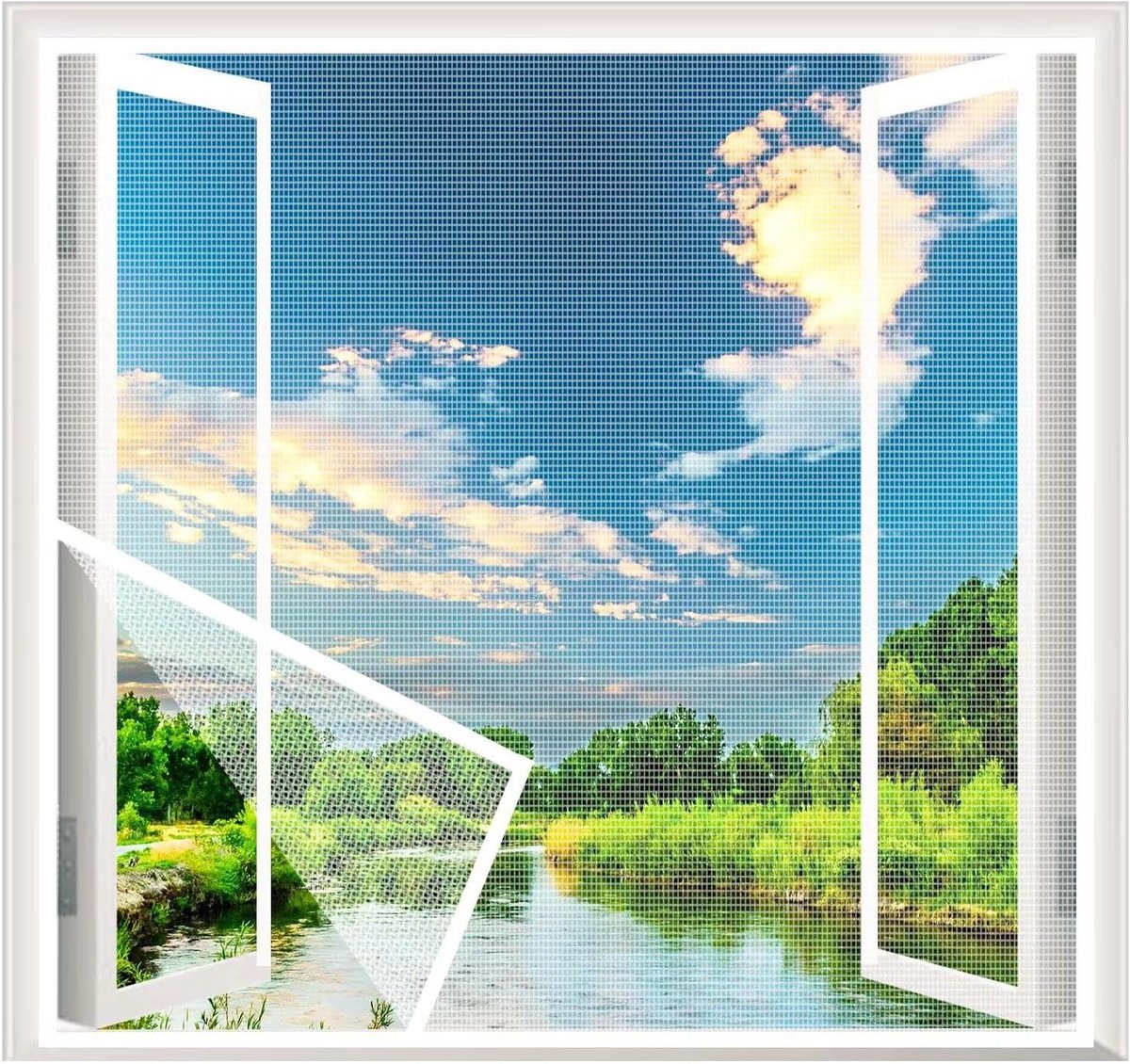 Raamhor - Muggenhor Vliegenhor - Insecten Buiten Houden - Zelfklevende Tape - 80x100cm - Wit