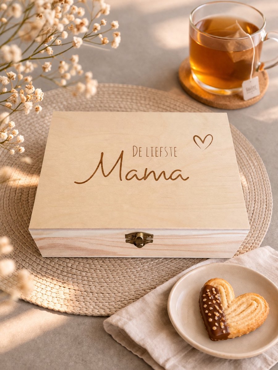 StudioLoes - Theedoosje - 2 vaks theedoos - Liefste mama - mama - moederdag - cadeau - moeder - thee - theezakje