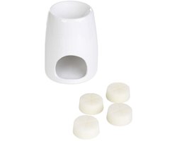 Homla - Fires Geurbrander - Aroma Brander - Inclusief Geurwax - Geurverspreider - voor Woonkamer & Badkamer - Decoratie Cadeau - Keramiek met Wax Fresh Linen - Wit