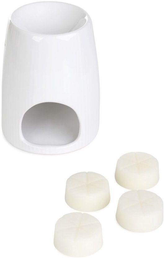 Homla - Brûleur de parfum Fires - Brûleur d'arômes - Inclut de la cire parfumée - Diffuseur de parfum - pour Salon & Salle de bain - Cadeau de décoration - Céramique avec cire Fresh Linen - Blanc