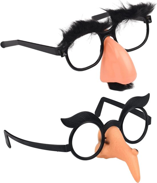 Halloween neusbril - Grappige bril snor - Feestdecoratie prop - Met heksen neus - 2 stuks - Niet gespecificeerd