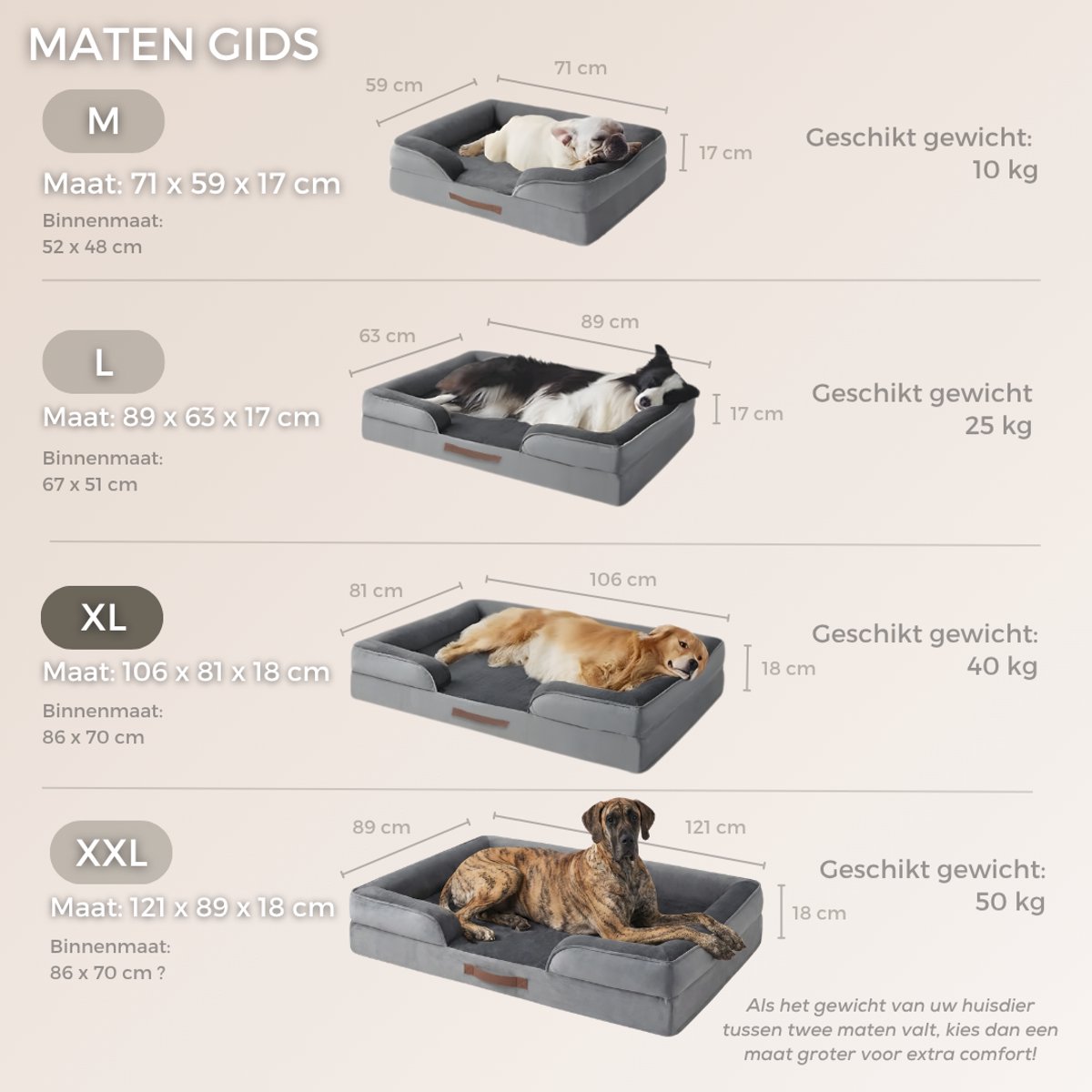 HomeBlend Orthopedische Hondenmand XL 106x81 cm - Hondenbed Grote Hond - Dierenmand - Hondenbed - Hondenkussen - Voor Grote Honden – foto 4