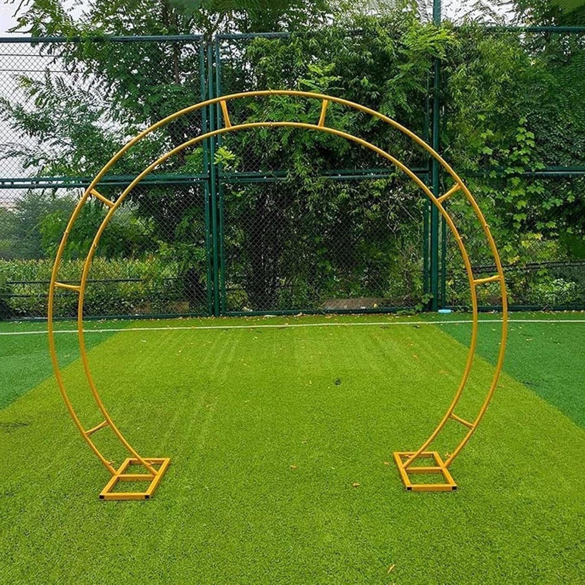 Tuinboog Metaal - Rozenboog Prieel - Tuin Decoratie - Verstevigd IJzeren Frame - W2.6m x H2.2m - Goud