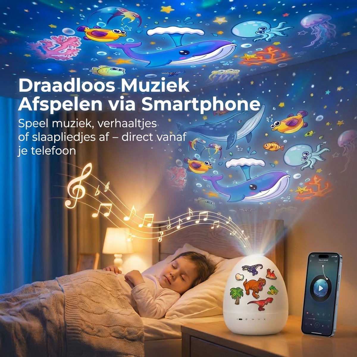 Sercano Dinosaur Projector - Bluetooth Speaker - Sterrenhemel projector & Kinder Nachtlampje - 6 Thema's - Oplaadbaar - 5 uur Gebruiksduur - Schattig Cadeau – foto 3