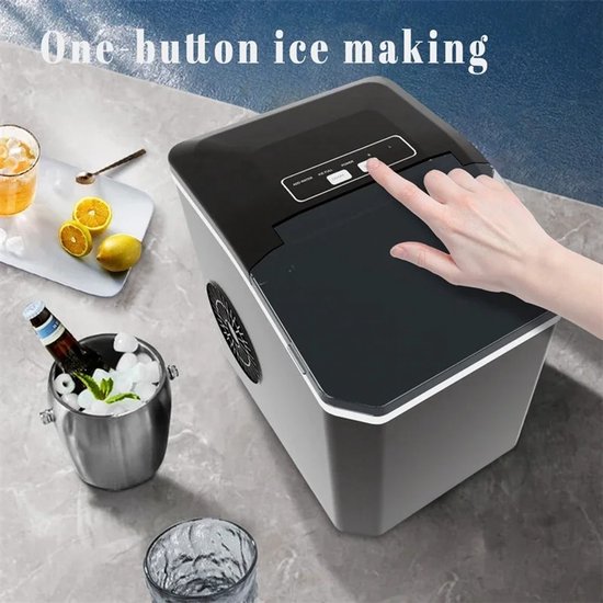DIMICO - IJsblokjesmachine - IJblokjesmakers - IJsmachine Mini Zwart - Automatische Ice Maker - 9 IJsblokjes in 6-8 Min - 12kg/24u - Zelfreinigend - Compact & Draagbaar - Aanrecht van Merkloos — afbeelding 3