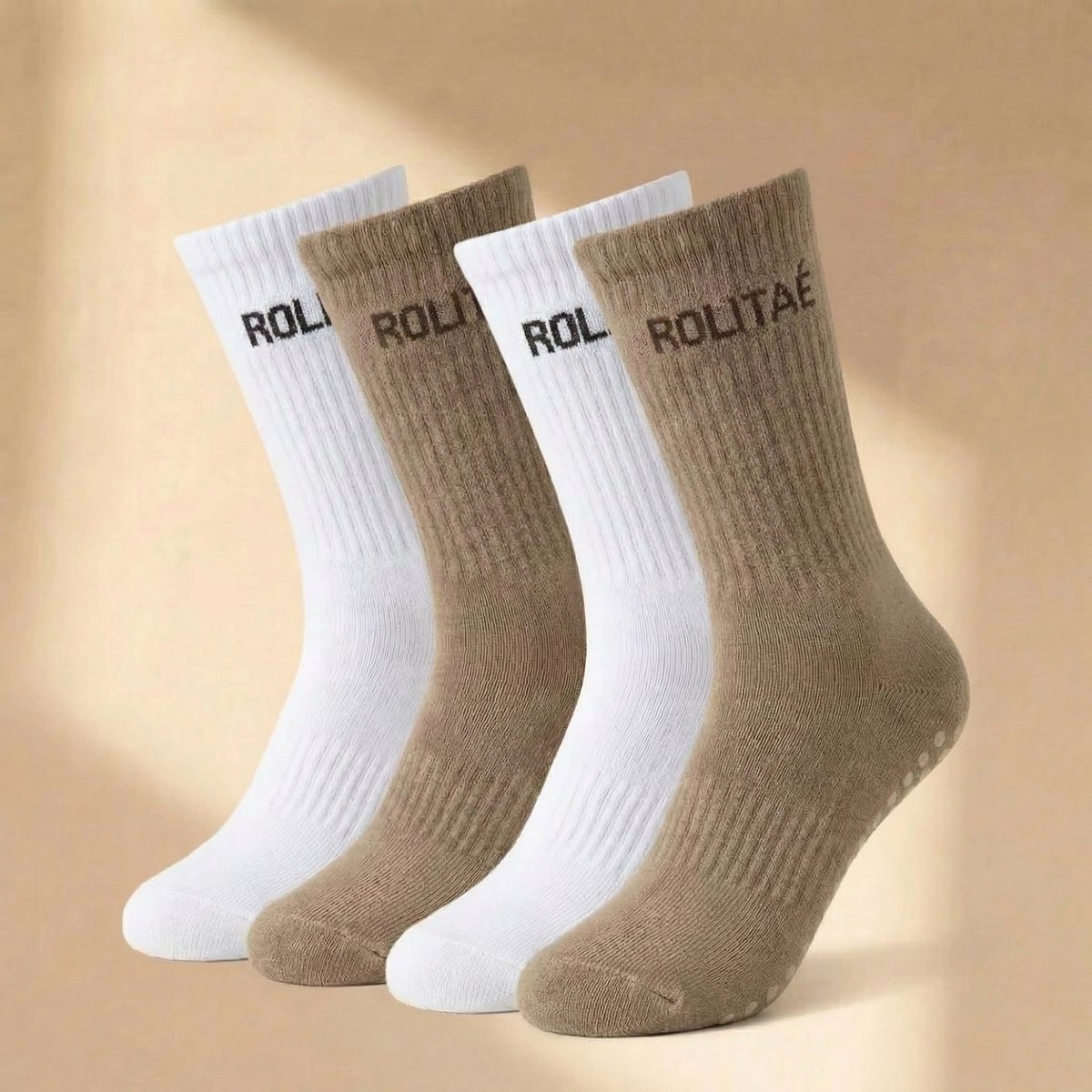 Rolitaé Yoga & Pilatessokken 4-Pack | Light classic | 4 Paar Anti-Slip Gripsokken | Maat 39-42