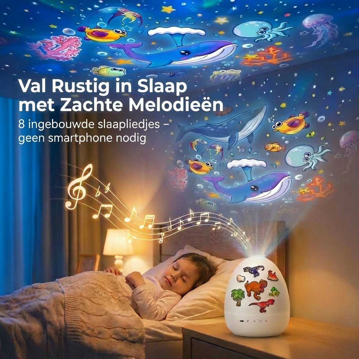 Sercano Dinosaur Projector - Ingebouwde 8 muziek - Sterrenhemel projector & Kinder Nachtlampje - 6 Thema's - Oplaadbaar - 5 uur Gebruiksduur - Schattig Cadeau – foto 3