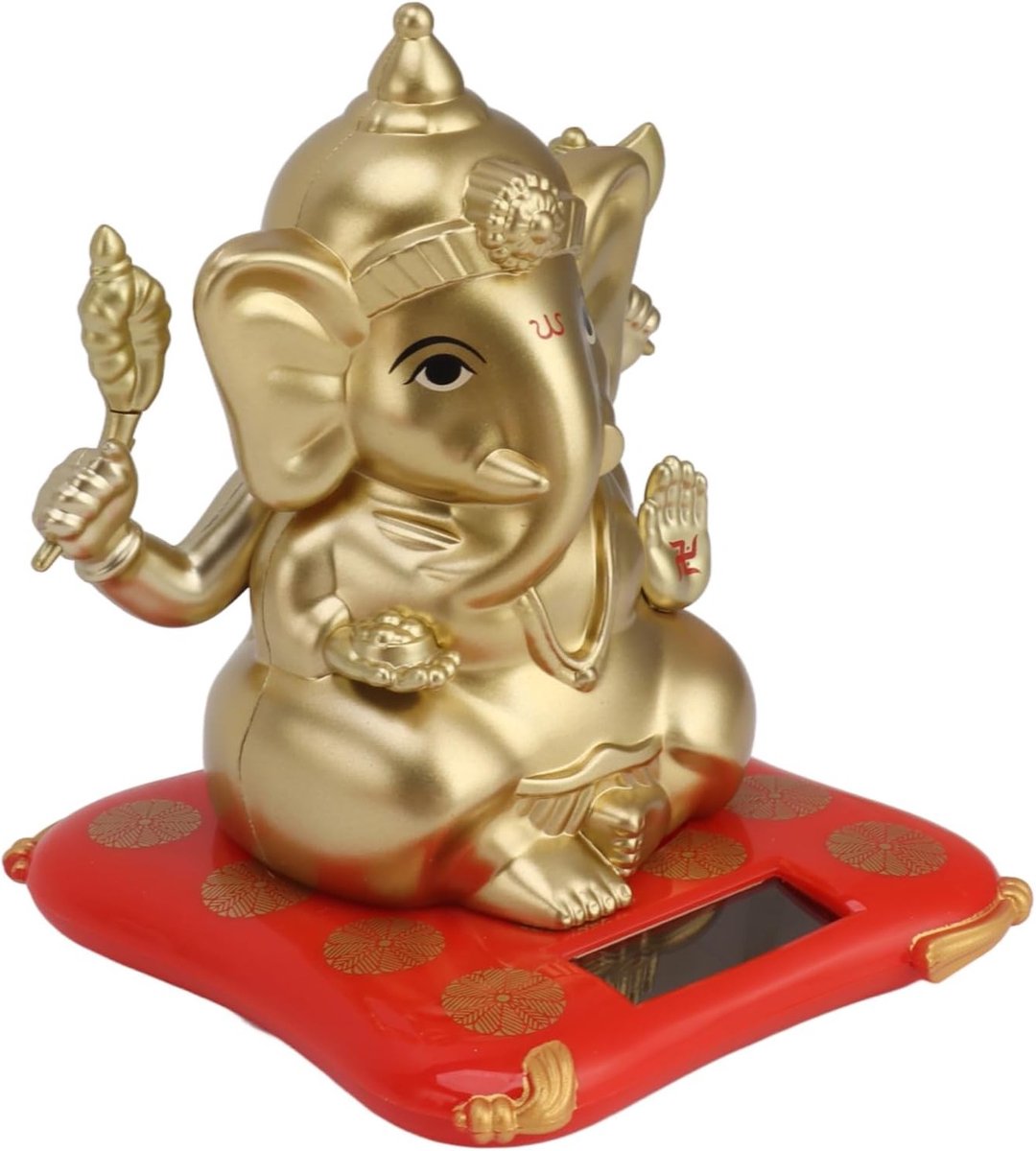 Handgemaakte Ganesha Olifant God Beeldjes, Solar Powered Sculptuur, Decoratieve Ornamenten voor Auto en Cadeau (Goud)