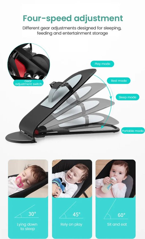 Betaalbare Goederen® Wippertje - Lichtgrijs - Wipstoel - Wipstoel Baby - Wipstoeltjes - Wipstoel Elektrisch - Wipstoeltjes Voor Baby van Betaalbare Goederen — afbeelding 3