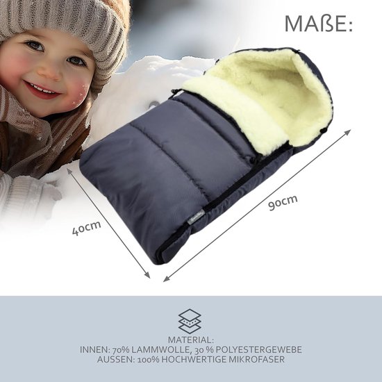 Voetenzak Kinderwagen - Babyzak Winter - Warm Houden Baby - Universele Pasvorm - 90 cm - Zwart — afbeelding 3