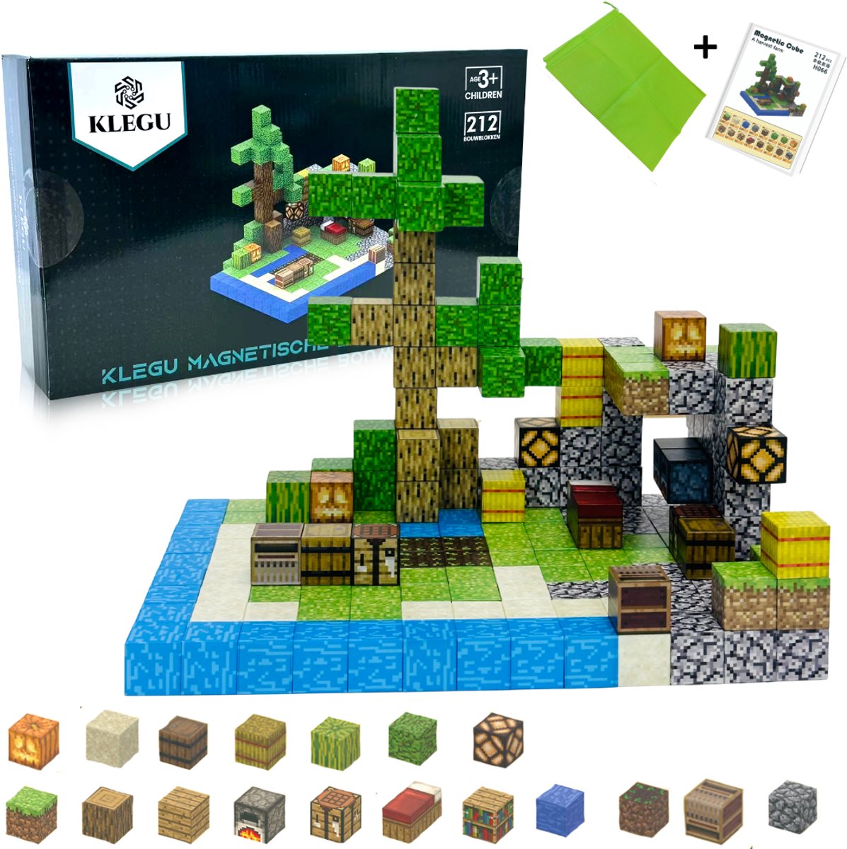 Magnetisch speelgoed – magnetisch bouwspeelgoed 212 stuks – magnetische bouwstenen - magnetische blokken - montessori speelgoed – magneten speelgoed - Boerderij — afbeelding 2