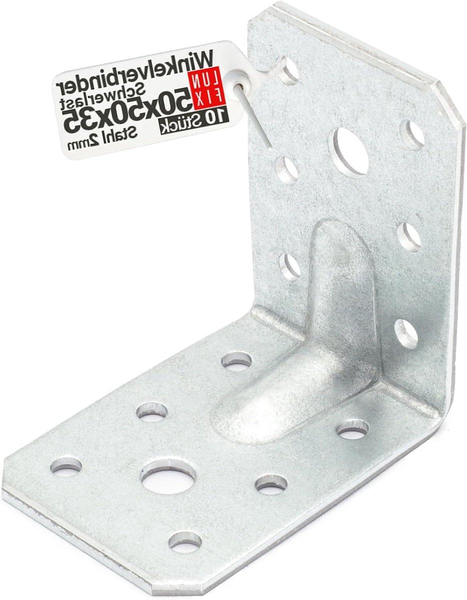 Hoekverbinders - Versterkte hoekstukken - Meubelbouw - 2mm Materiaaldikte - 50x50x35mm - Zilver