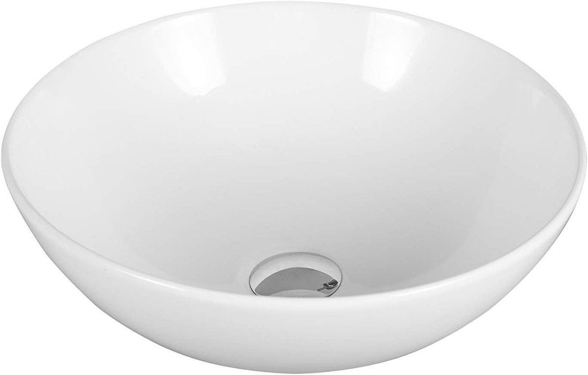 Opzetwastafel Rond - Waskom Keramiek - Badkamer Moderniseren - Lotus Effect Coating - 40x40x15 cm - Wit