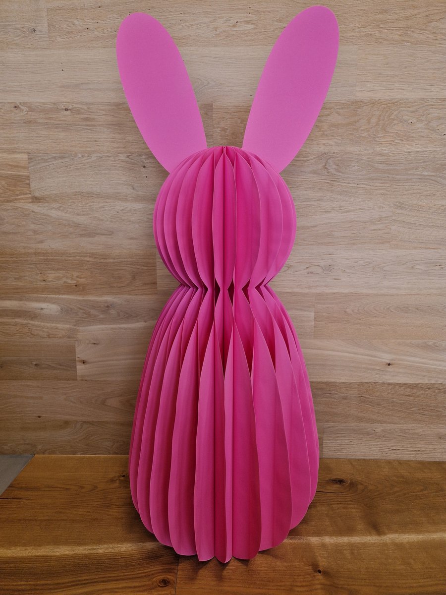 Papieren konijn Bruno 120 cm, opvouwbaar met magneet, Roze