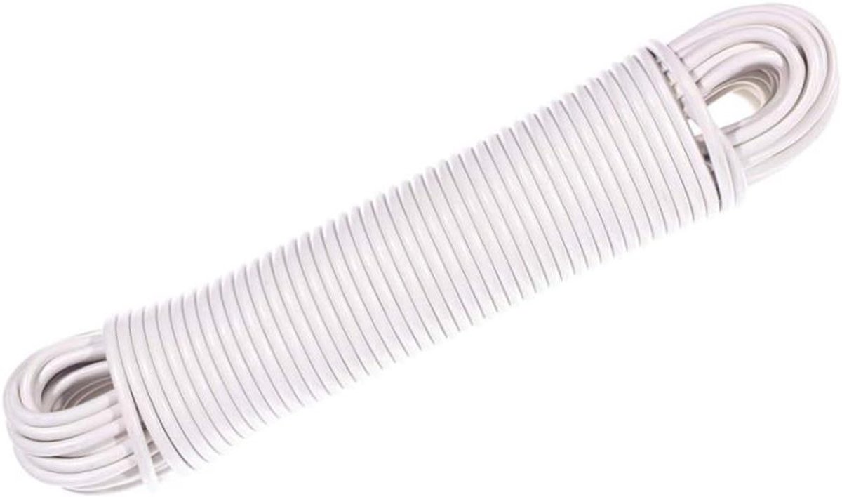 Plastic Waslijn - Kledinglijn Buiten - Kleding Drogen - Vocht Bestendig - 30.5 Meter - Wit