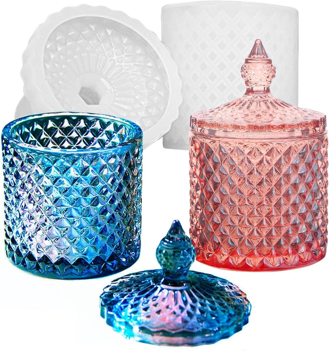 Doos Hars Mold - Siliconen Pot Mal - Hars Gieten - Met Deksel - 8.9 x 8.9 x 8.9 cm