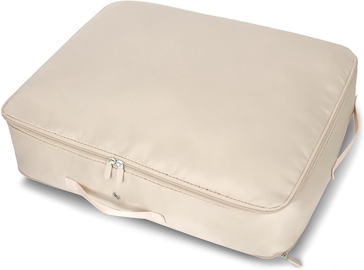 Compressie Opbergzakken - Kleding Opslag Zakken - Ruimte Besparen - Pompvrije Zelfcompressie - L 54x42x15 cm - Beige