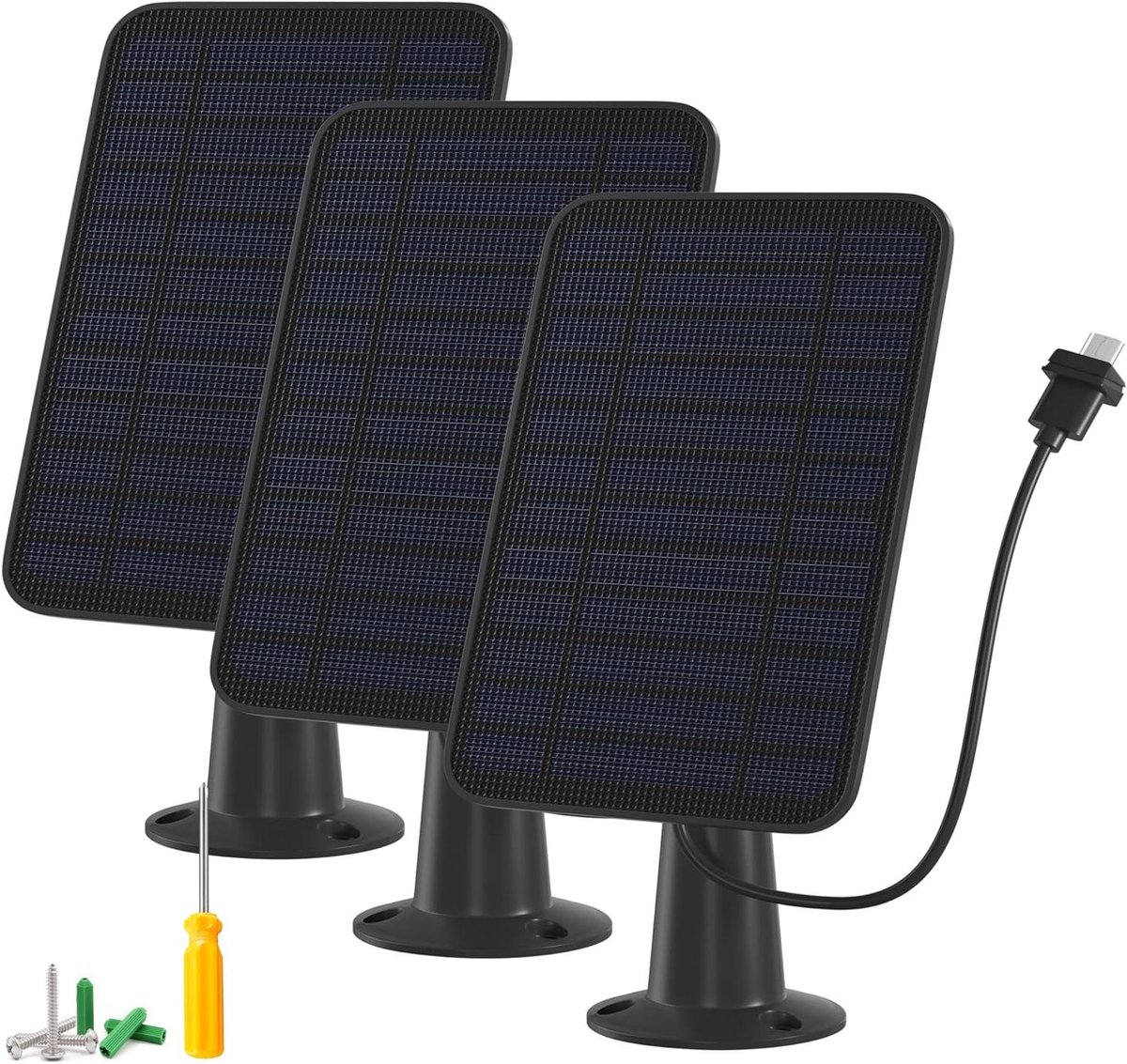 Zonnepaneel Oplader - Zonneoplader Camera - Camera Opladen - IP65 Weerbestendig - 4m Kabel - Zwart